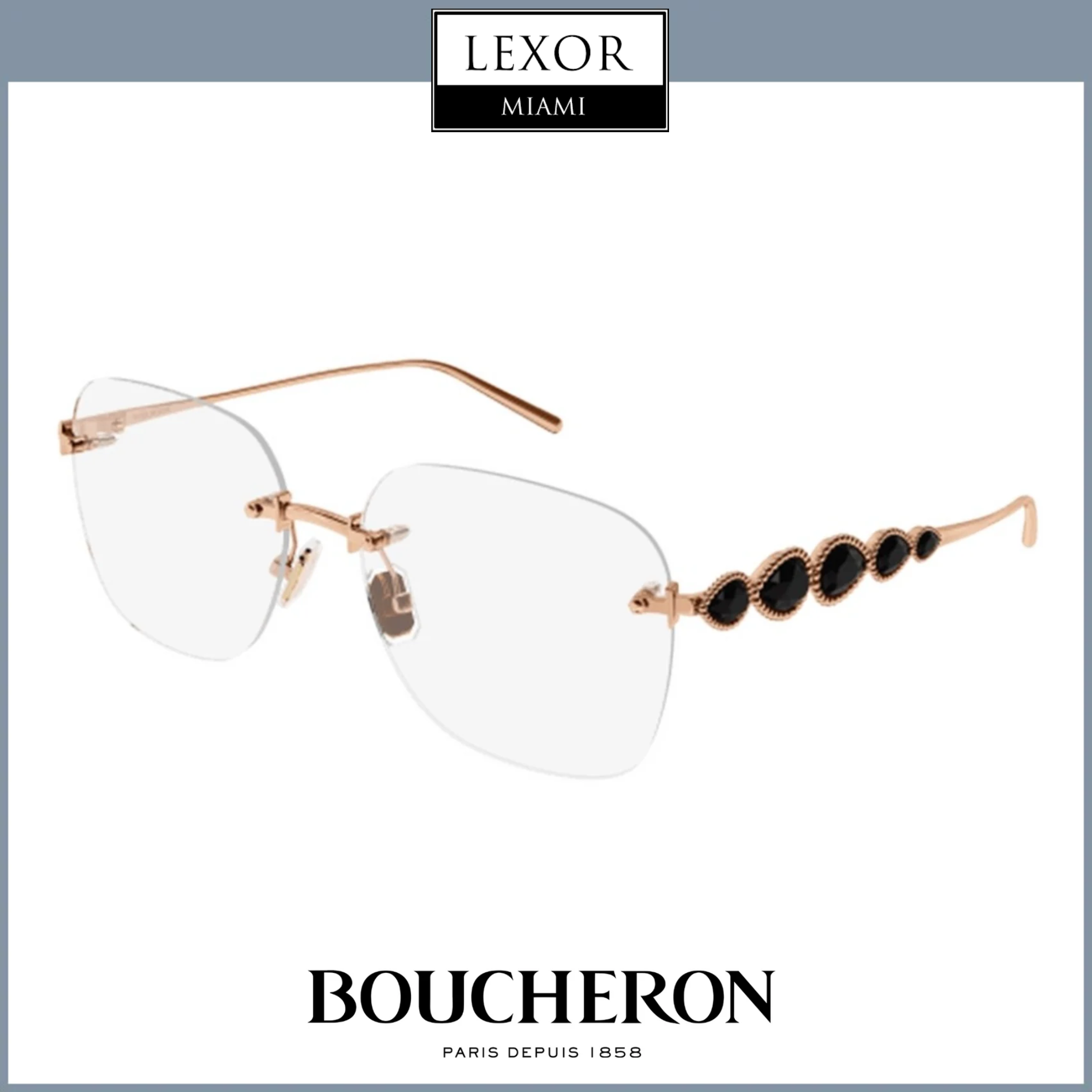 Boucheron BC0133O 001 56 Women's Designer Eyeglass Frames - Lightweight & Stylish for Everyday Wear, Office, and Reading Glasses