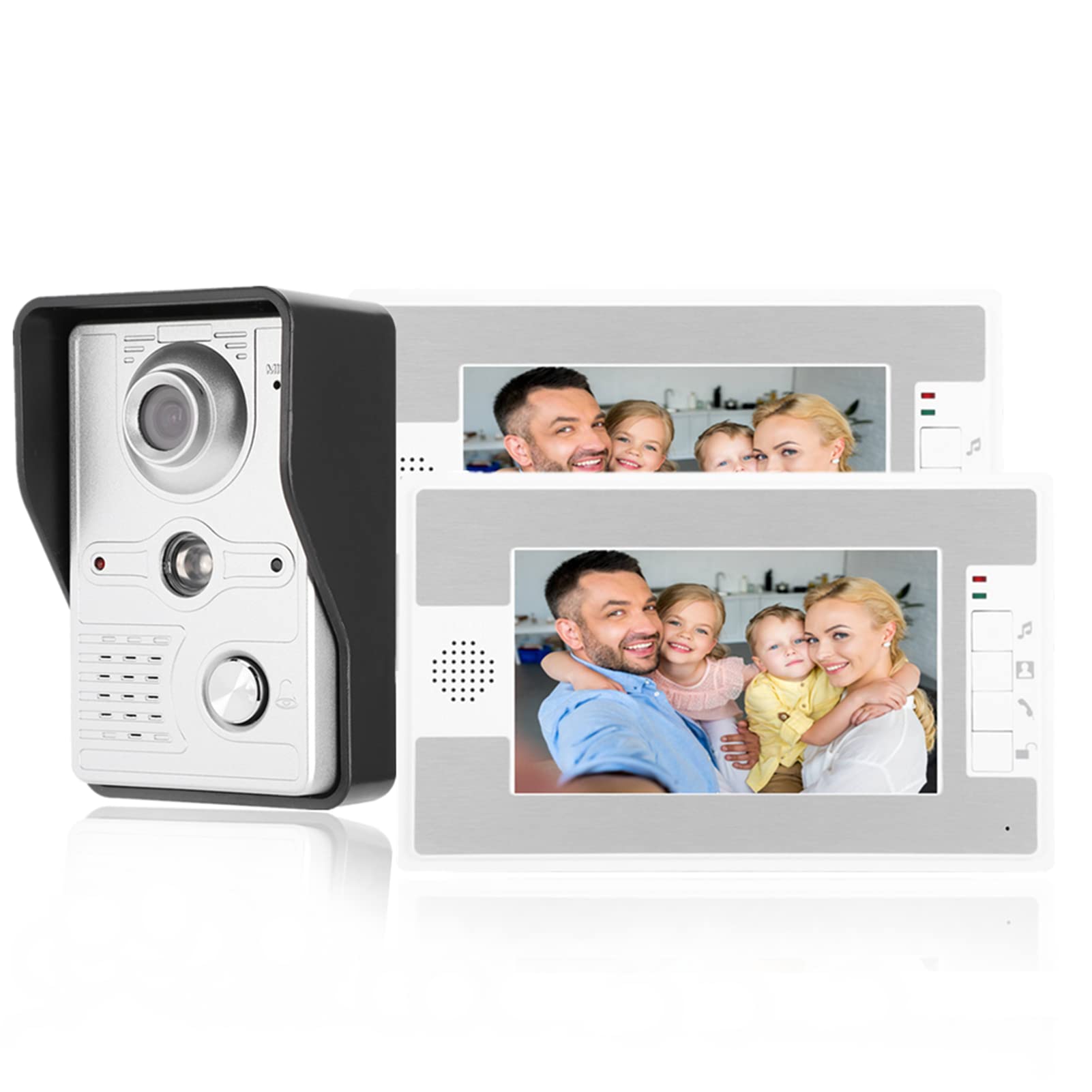 7-inch TFT LCD Wired Video Doorbell Intercom System with 2 Monitors, Night Vision, Custom Ringtone - Smart Home Security for Houses & Apartments | Front Door Monitoring & Visitor Communication