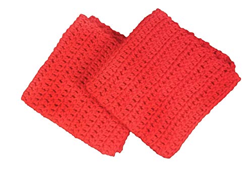 Hand Crocheted Cotton Dish Cloths - Super Absorbent & Durable Kitchen Towels (Red) - Perfect for Washing Dishes, Cleaning Countertops & Drying Hands