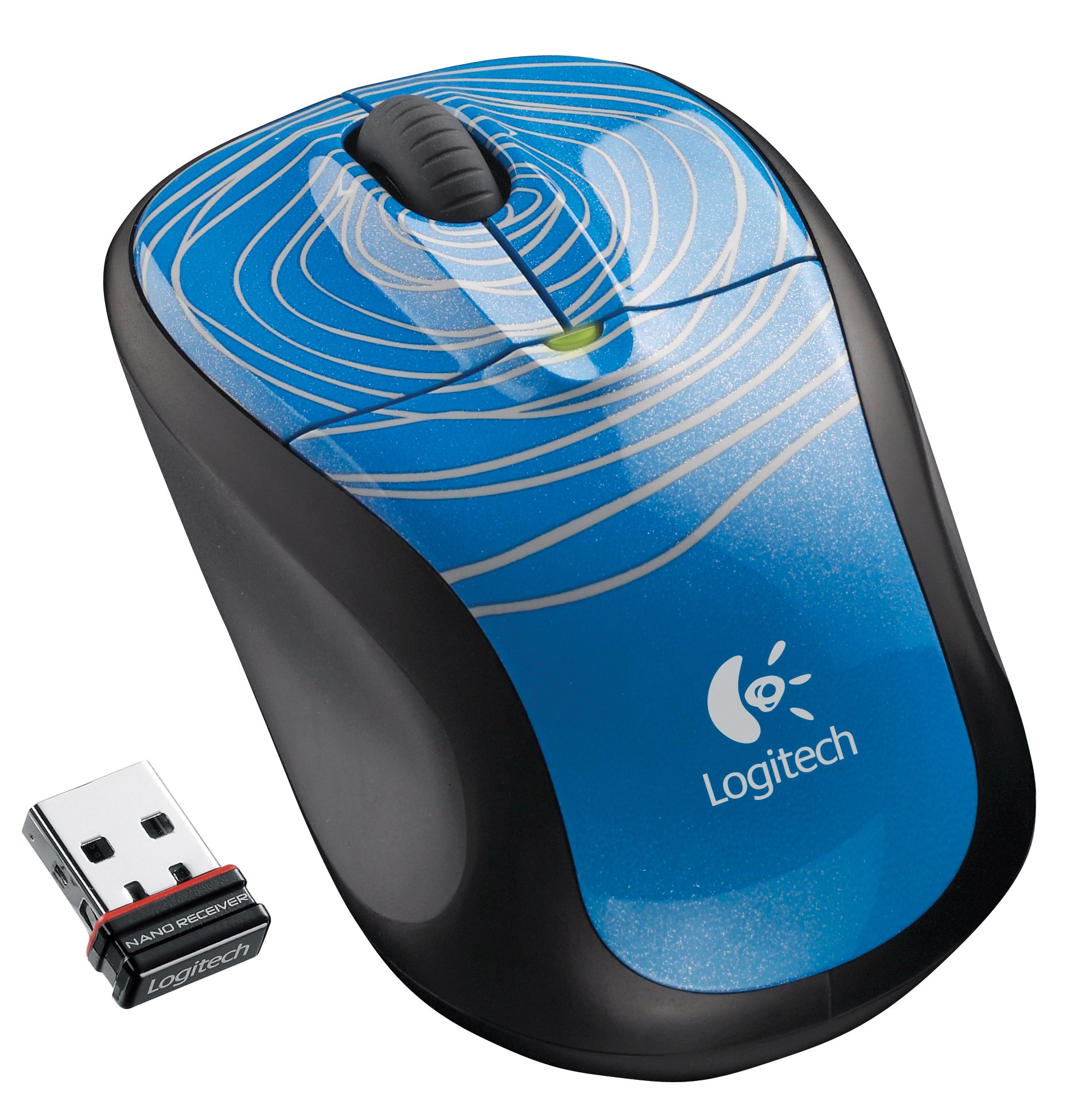 Logitech M305 Wireless Mouse - Blue Swirl Design, 2.4GHz USB Receiver, 12-Month Battery Life for Laptop, PC, Mac - Perfect for Office, Home & Travel Use