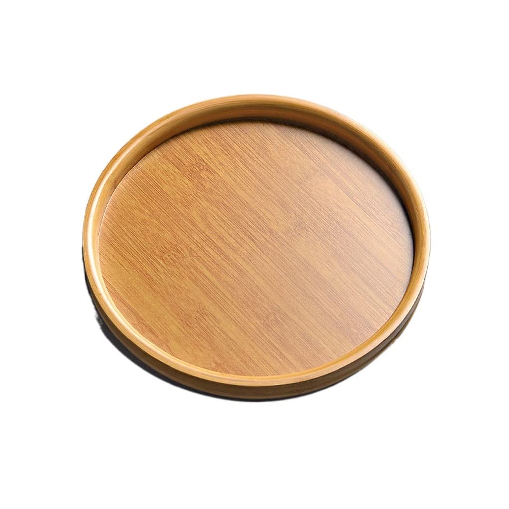 Round Serving Tray - Small Bamboo Appetizer & Dessert Platter for Charcuterie, Snacks, and Party Food Display | Perfect for Entertaining, Dining, and Kitchen Storage (Color: Brown)