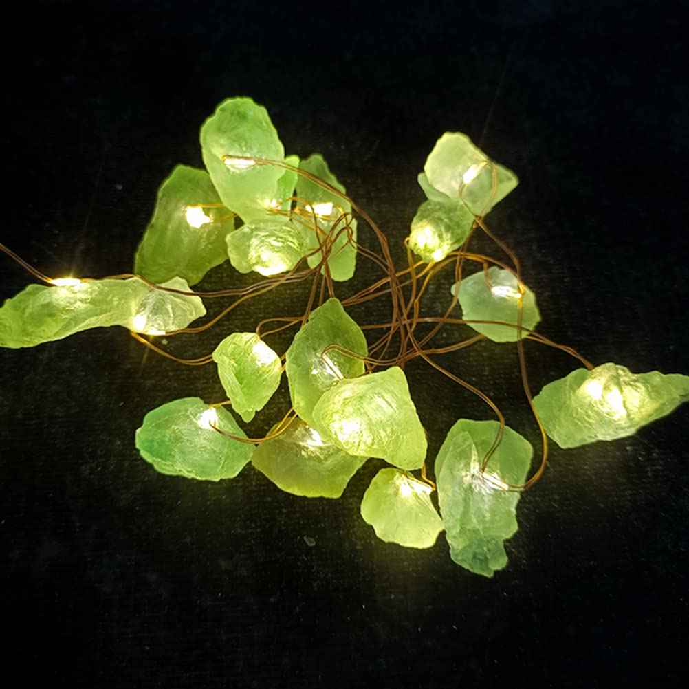 Aolyty 6.5FT Crystal LED String Lights - 20 Battery Operated Fairy Lights with Natural Crystals for Bedroom Decor, Valentine's Day Party, Yoga Studio & Home Decoration (Green) - Perfect for Romantic Ambiance, Wedding Decor & Relaxation Spaces