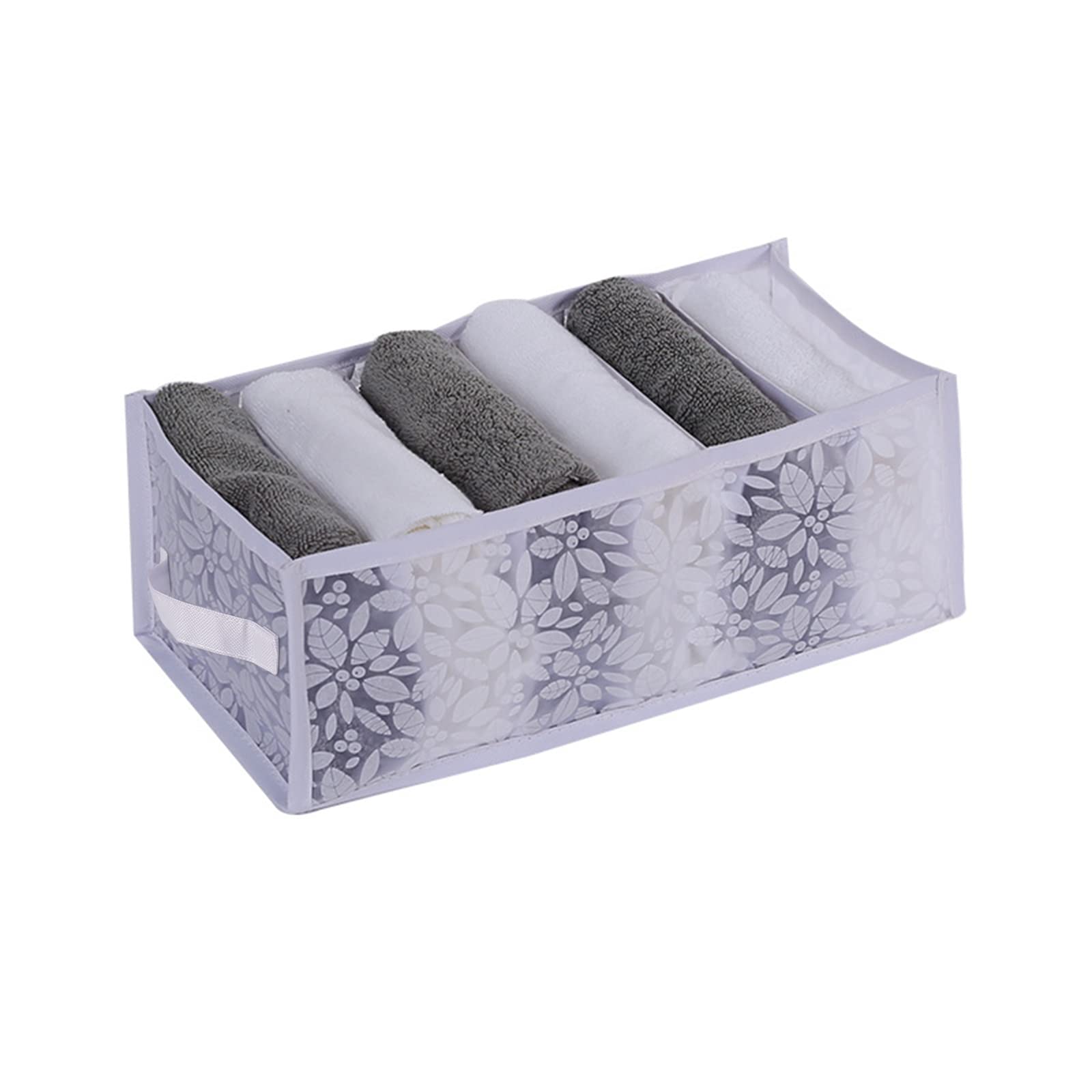 Foldable Drawer Organizer for Underwear, Socks, Bras & T-Shirts - 6 Grid White Closet Storage Box | Perfect for Bedroom, Closet & Travel Organization