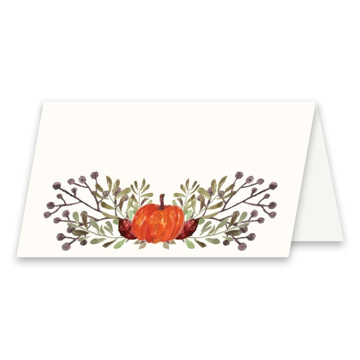 Premium Thanksgiving Table Place Cards with Pumpkin & Fall Leaves Design - 50 Pack Tent Style Name Cards for Holiday Dinner Settings - Handcrafted in USA | Perfect for Autumn Gatherings, Family Feasts & Thanksgiving Decor