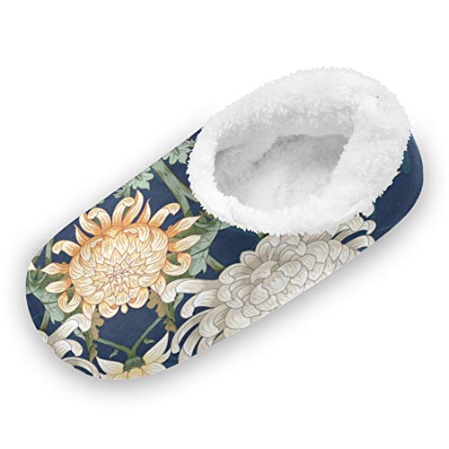 Women's Fuzzy Chrysanthemum Flower Slippers - Coral Fleece-Lined Cozy House Shoes for Indoor Comfort, Perfect Gift for Mom & Winter Home Wear