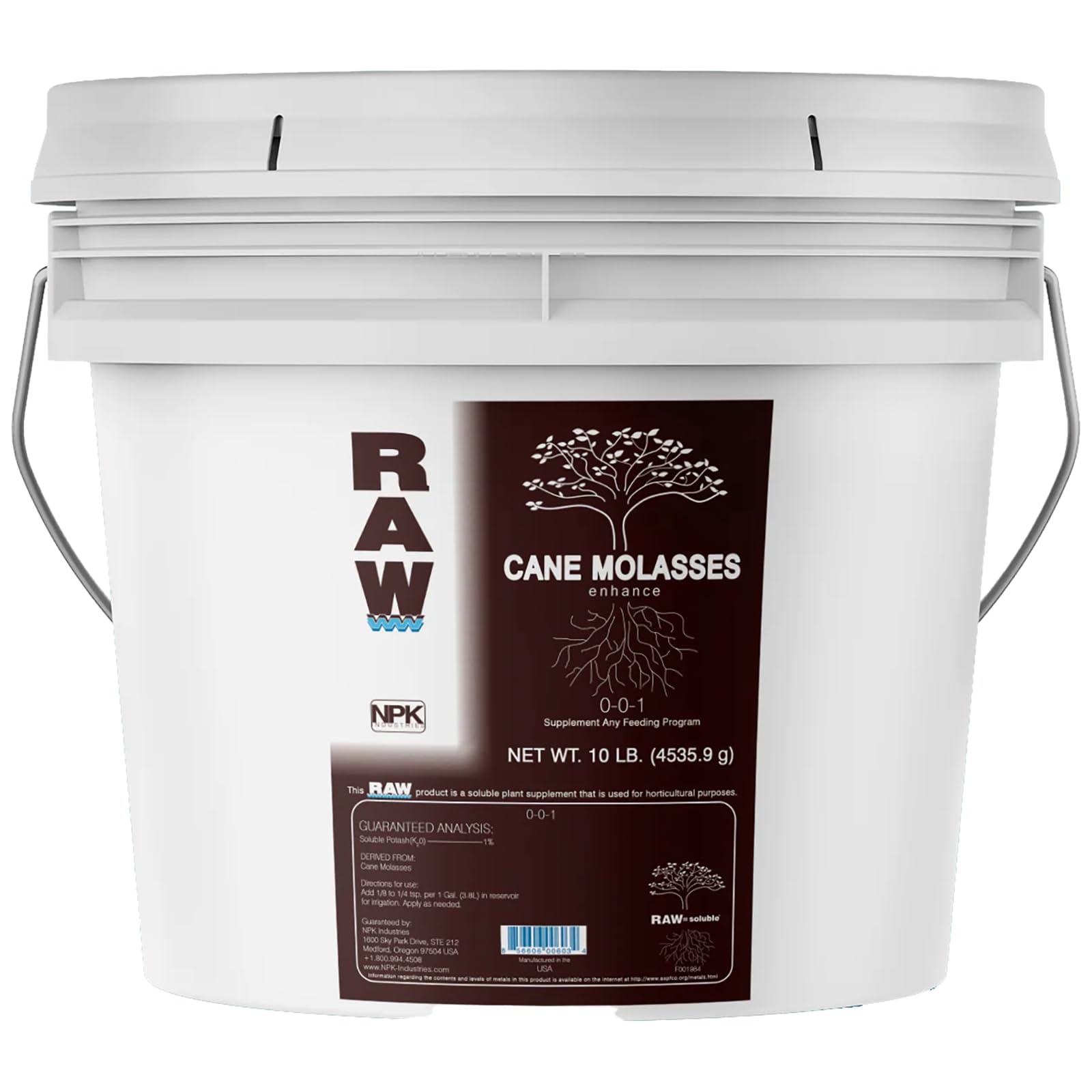 Organic RAW Cane Molasses 10lb - 100% Natural Unrefined Sweetener | Rich in Iron, Calcium & Minerals | Perfect for Baking, Cooking & Organic Gardening | Great for Soil Amendment & Plant Growth Booster