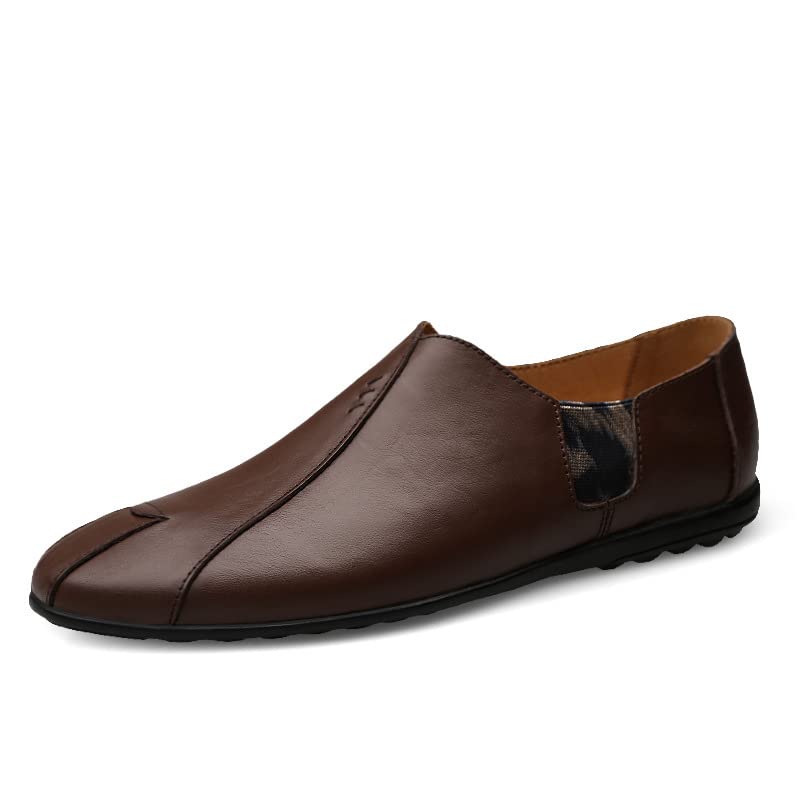 FXDN Genuine Leather Men's Casual Moccasins - Breathable Slip-On Driving Loafers in Black (Plus Size Available) | Perfect for Office, Travel & Everyday Comfort