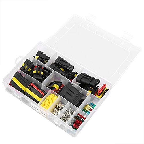 1-6 Pin Waterproof Electrical Connector Plug Kit with Car Blade Fuse - Automotive Wire Connectors for Car, Boat, RV & Outdoor Electrical Wiring - Weatherproof & Durable for Harsh Conditions