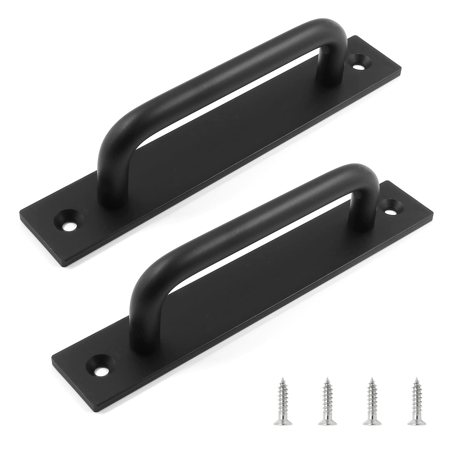 2PCS Black Sliding Barn Door Handles 5.9 Inch - Heavy Duty Long Base Pull Handles for Barn Doors, Gates, Garage, Shed, Cabinet & Closet | Perfect for Rustic Home Decor & DIY Projects