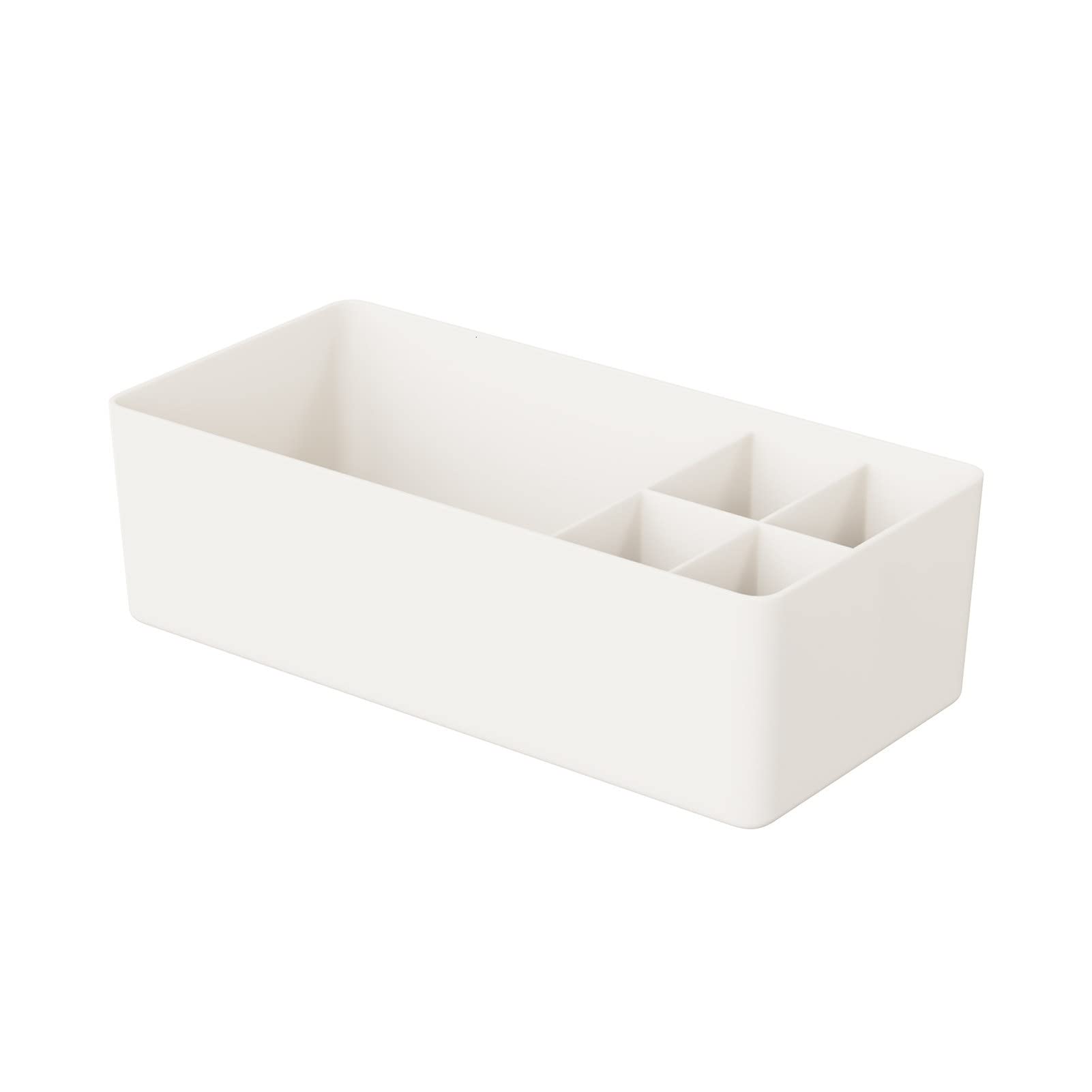 Large White HIPS Plastic Storage Box - Multi-Purpose Desktop Organizer with High Capacity for Home, Office & School Organization