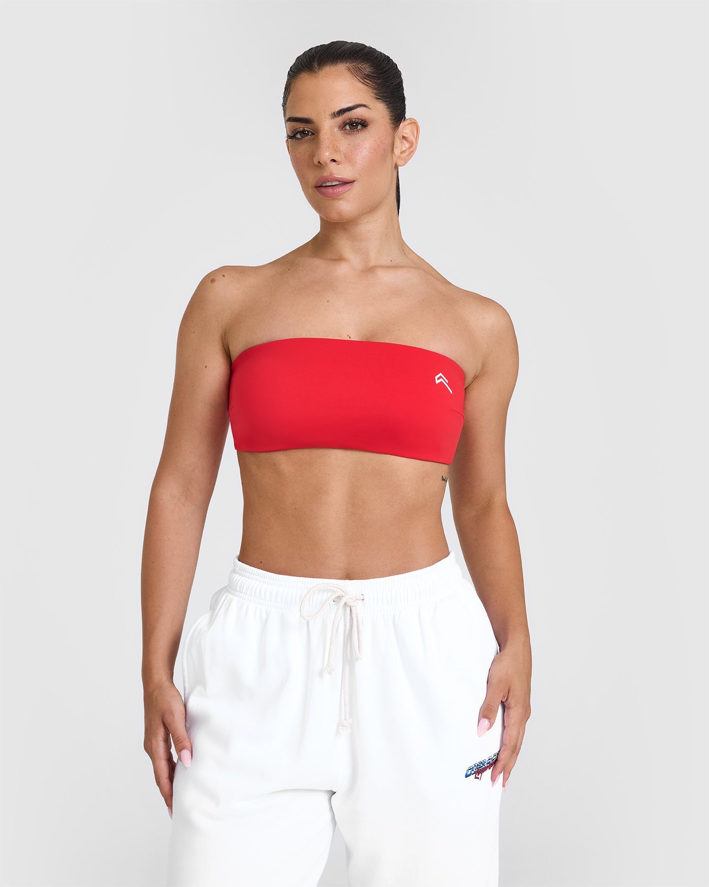 Unified Micro Bandeau Bralette - Seamless Muscle Support Sports Bra in Vibrant Red | Perfect for Yoga, Gym Workouts & Active Lifestyles