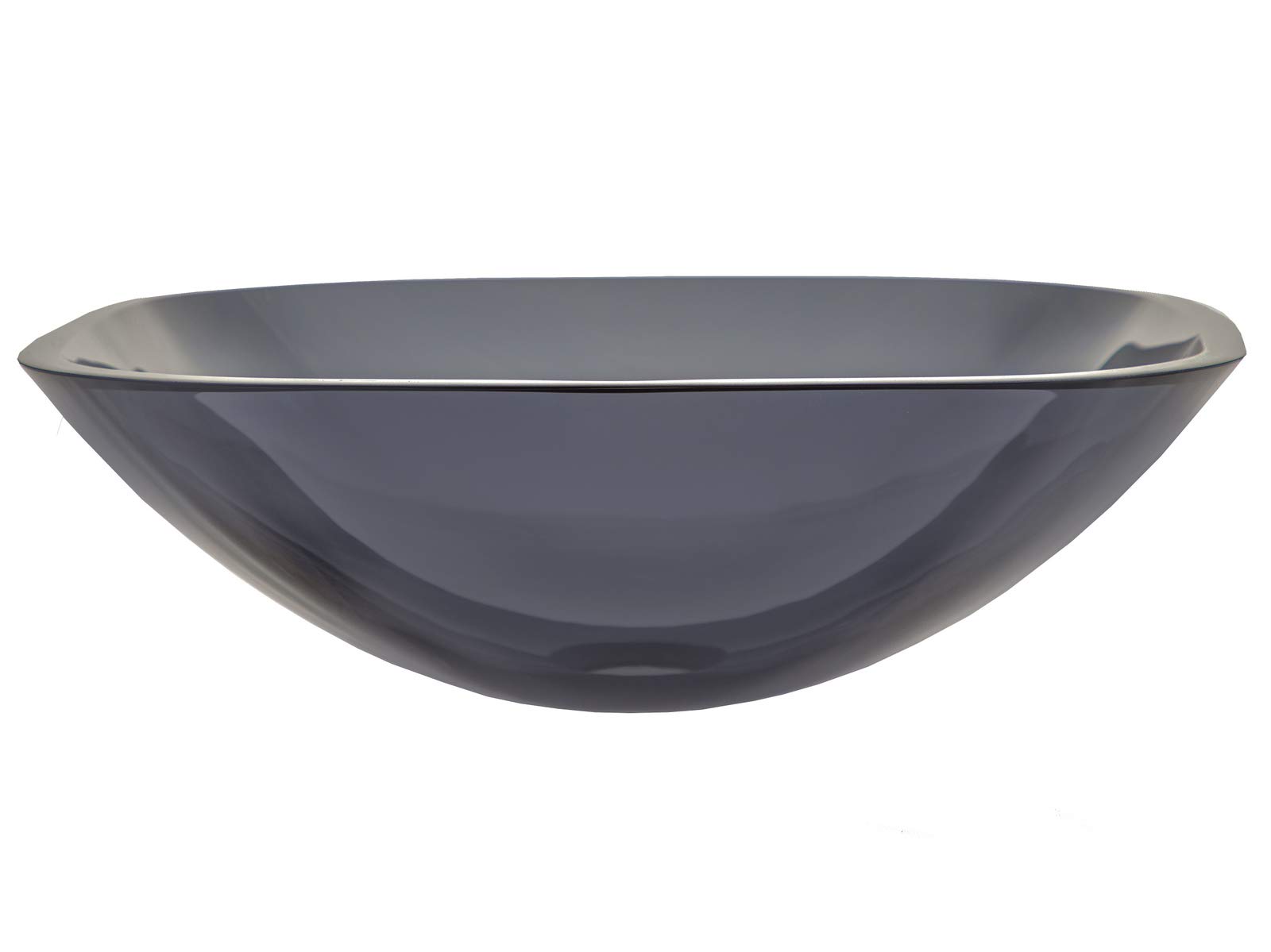 Square Glass Bathroom Vessel Sink - Transparent Black with Rounded Corners for Modern Vanity & Powder Room Decor