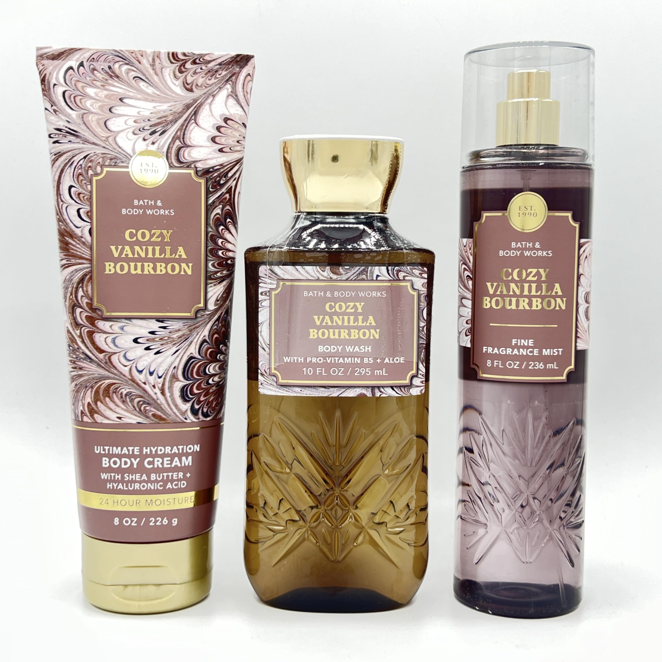 Cozy Vanilla Bourbon 3-Piece Bath & Body Gift Set - Ultra Hydrating Body Cream, Shower Gel & Fragrance Mist | Perfect for Self-Care, Spa Days & Gifts
