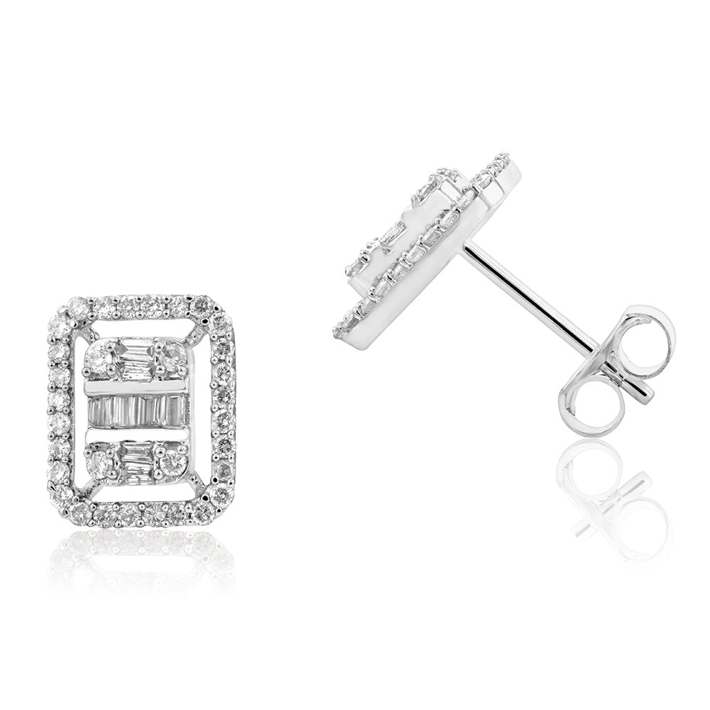 14ct White Gold 1/2 Carat Diamond Stud Earrings for Women - Dazzling Round Cut Diamond Earrings for Wedding, Anniversary & Everyday Wear