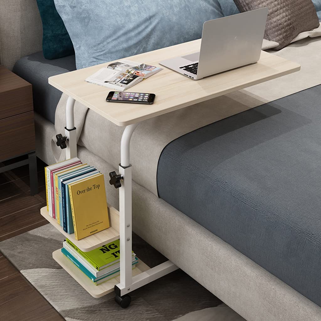 Adjustable Height Rolling Laptop Table - Portable Overbed Breakfast Cart with Wheels, Multi-Purpose Folding Stand for Sofa, Bed, Office & Home Use | Perfect for Working, Dining, Reading in Bed or Small Spaces