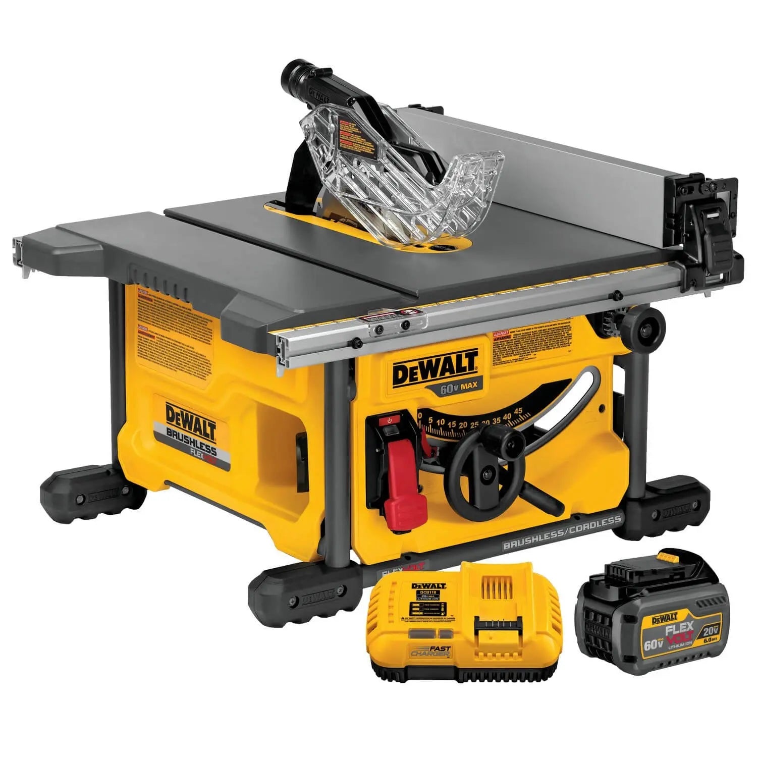 DEWALT DCS7485T1 60V MAX FLEXVOLT 8-1/4 Inch Cordless Table Saw Kit with 6Ah Battery - Professional Woodworking Tool for Jobsite and DIY Projects