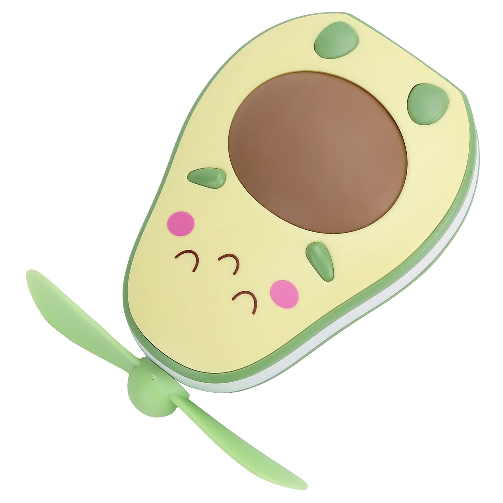 Zyyini USB Mini Fan - Cute Cartoon Avocado Portable Fan with Multi-Function Light & Makeup Mirror | Perfect for Women, Girls, Birthday & Christmas Gifts (Yellow) | Great for Office, Travel, Makeup & Summer Cooling