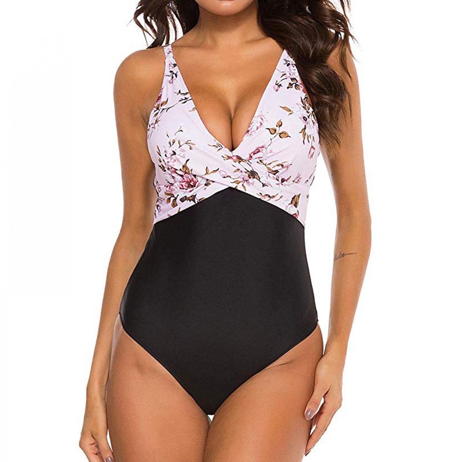 Women's One Piece Swimsuit - Tummy Control Plus Size Bathing Suit with Tropical Print & Halter Neck | Perfect for Beach Vacations, Pool Parties & Summer Getaways