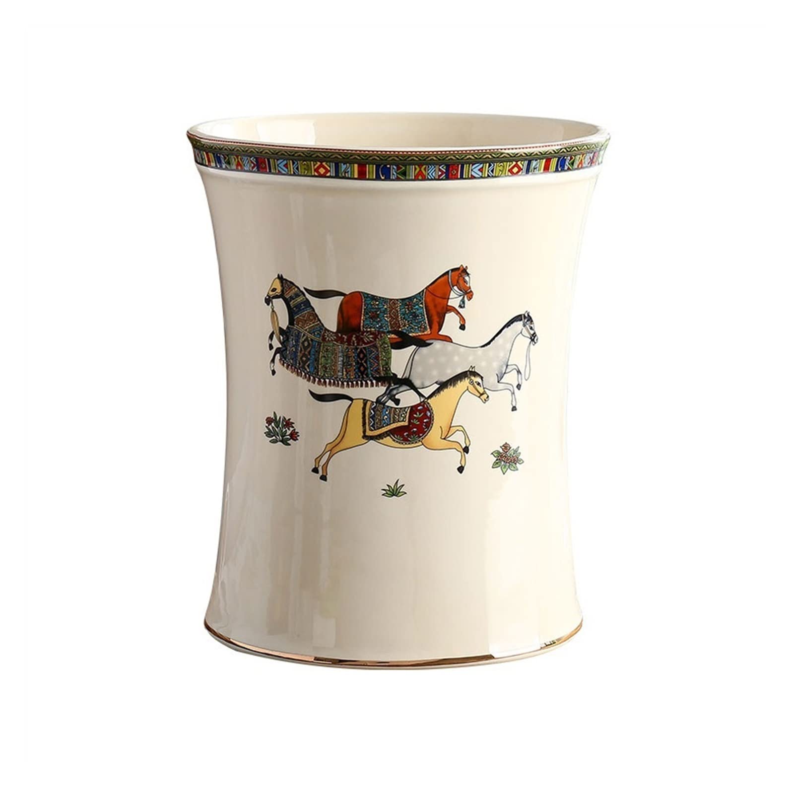 TOMYEUS Ceramic Trash Can - Large Retro Waste Bin with Lid for Kitchen, Living Room, Bedroom & Bathroom | Durable Household Garbage Container for Home Decor & Waste Management