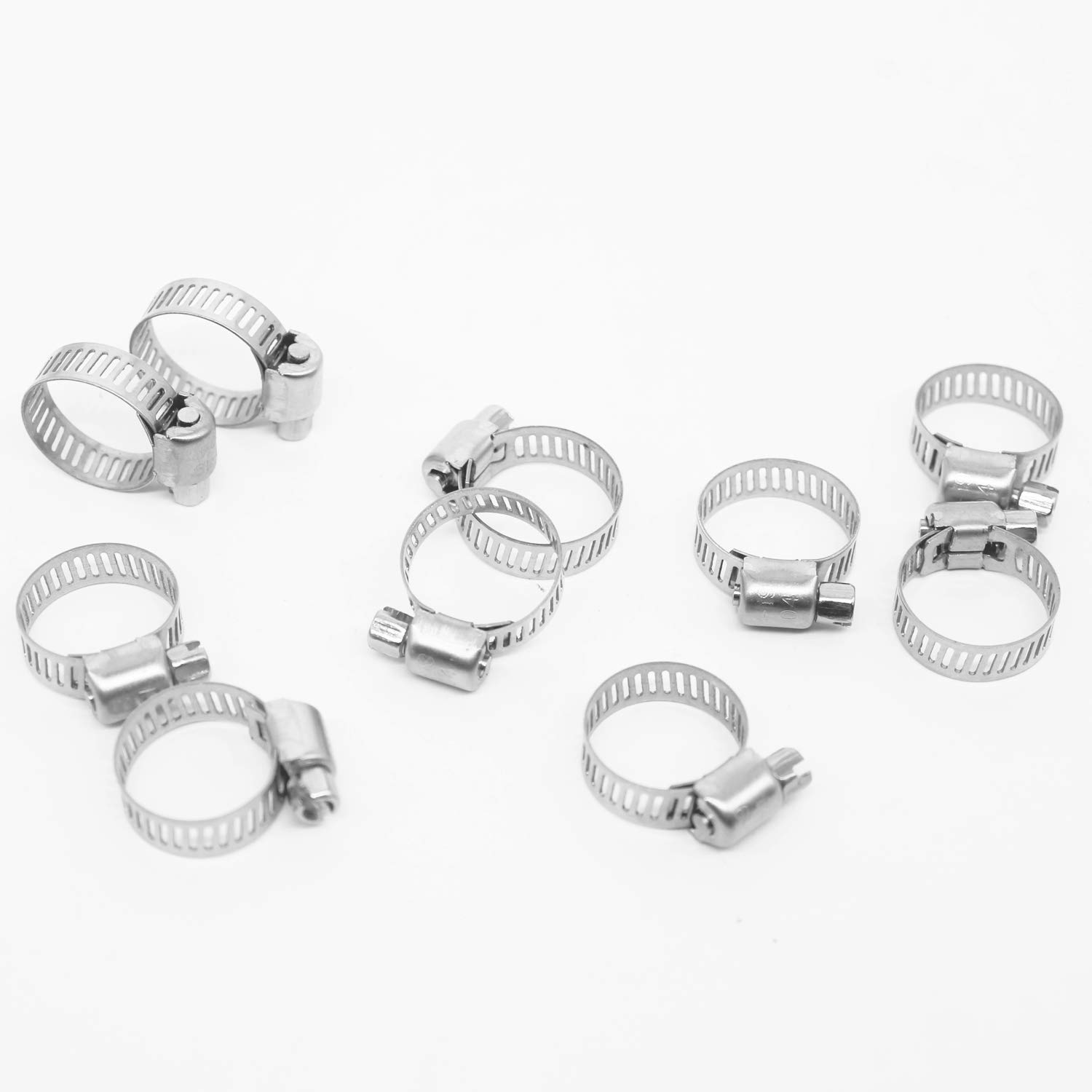 **304 Stainless Steel Micro Hose Clamp Adjustable 13-19mm (Pack of 10) - Worm Gear Duct Clamps for Automotive, Plumbing & DIY Projects**