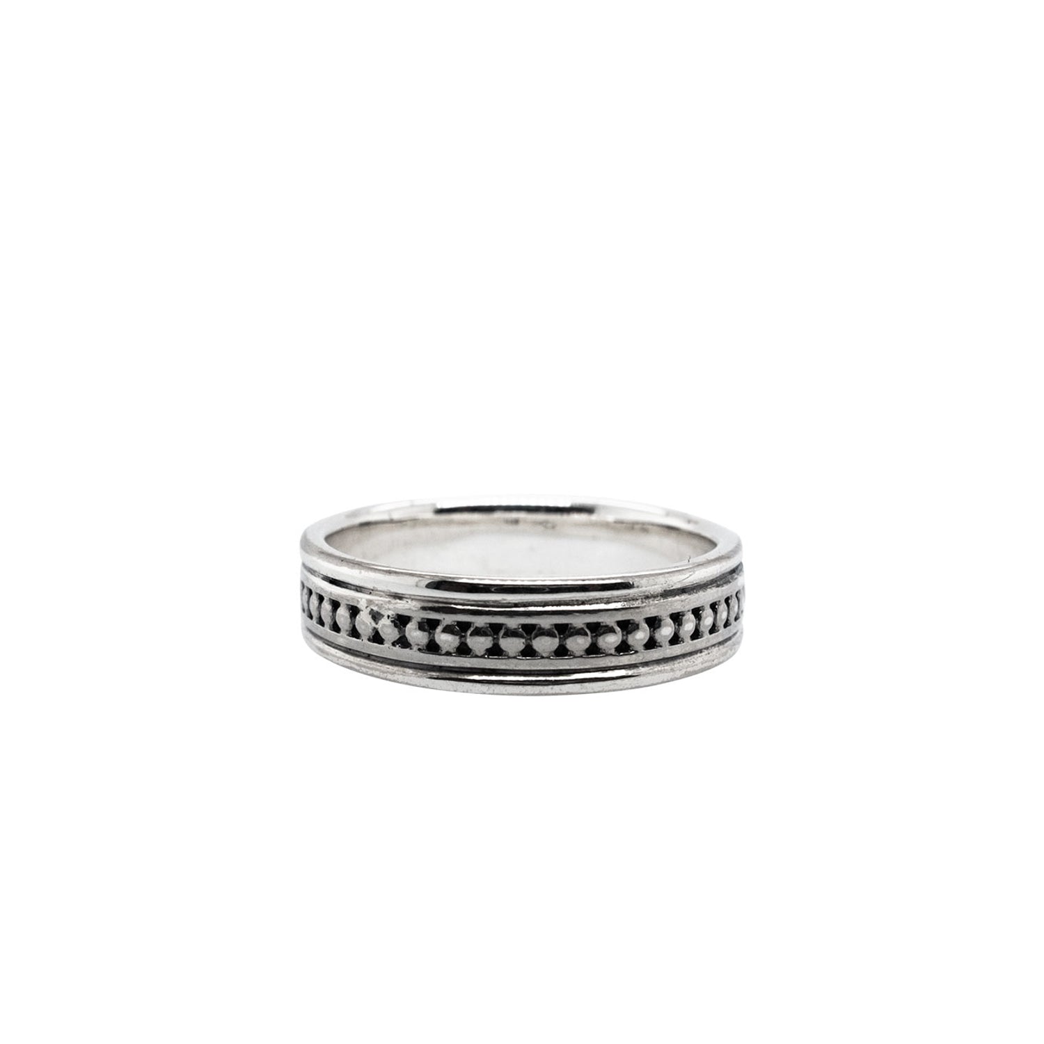 Elegant Silver Beaded Ring with Plain Rails - Perfect for Everyday Wear, Parties & Special Occasions