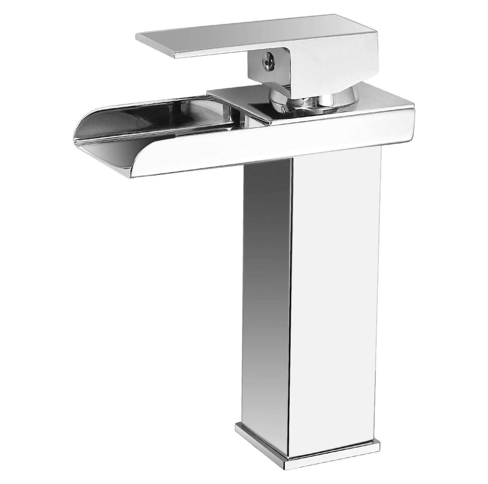 Waterfall Single Handle Bathroom Sink Faucet - 1 Hole Chrome Basin Tap for Modern Bathroom Vanity | Perfect for Home, Hotel & Spa Decor