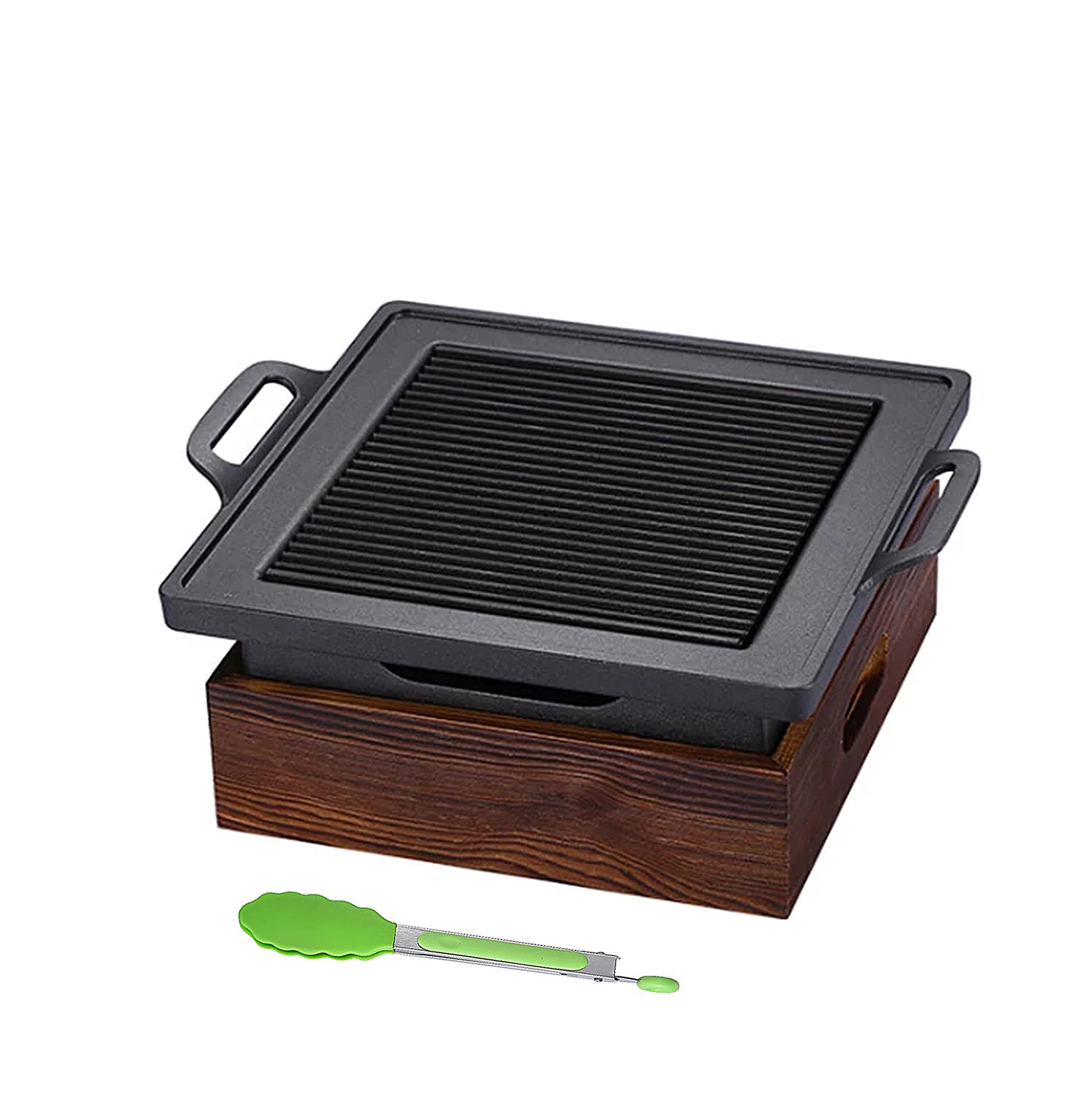 Portable Korean & Japanese BBQ Grill - Smokeless Charcoal & Alcohol Stove for Indoor/Outdoor Cooking - 23x23x10cm Non-Stick Household Grill - Perfect for Camping, Picnics & Backyard Parties