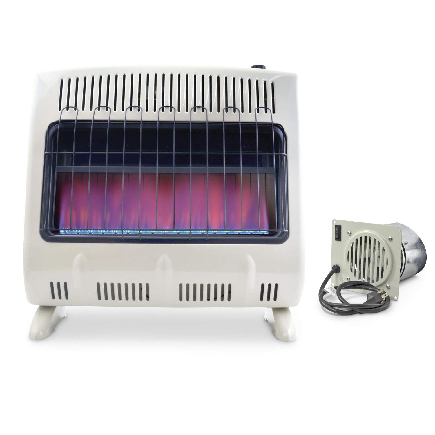Mr. Heater 30,000 BTU Propane Blue Flame Vent-Free Heater with Blower Fan - Indoor Garage & Workshop Heating Solution for Winter