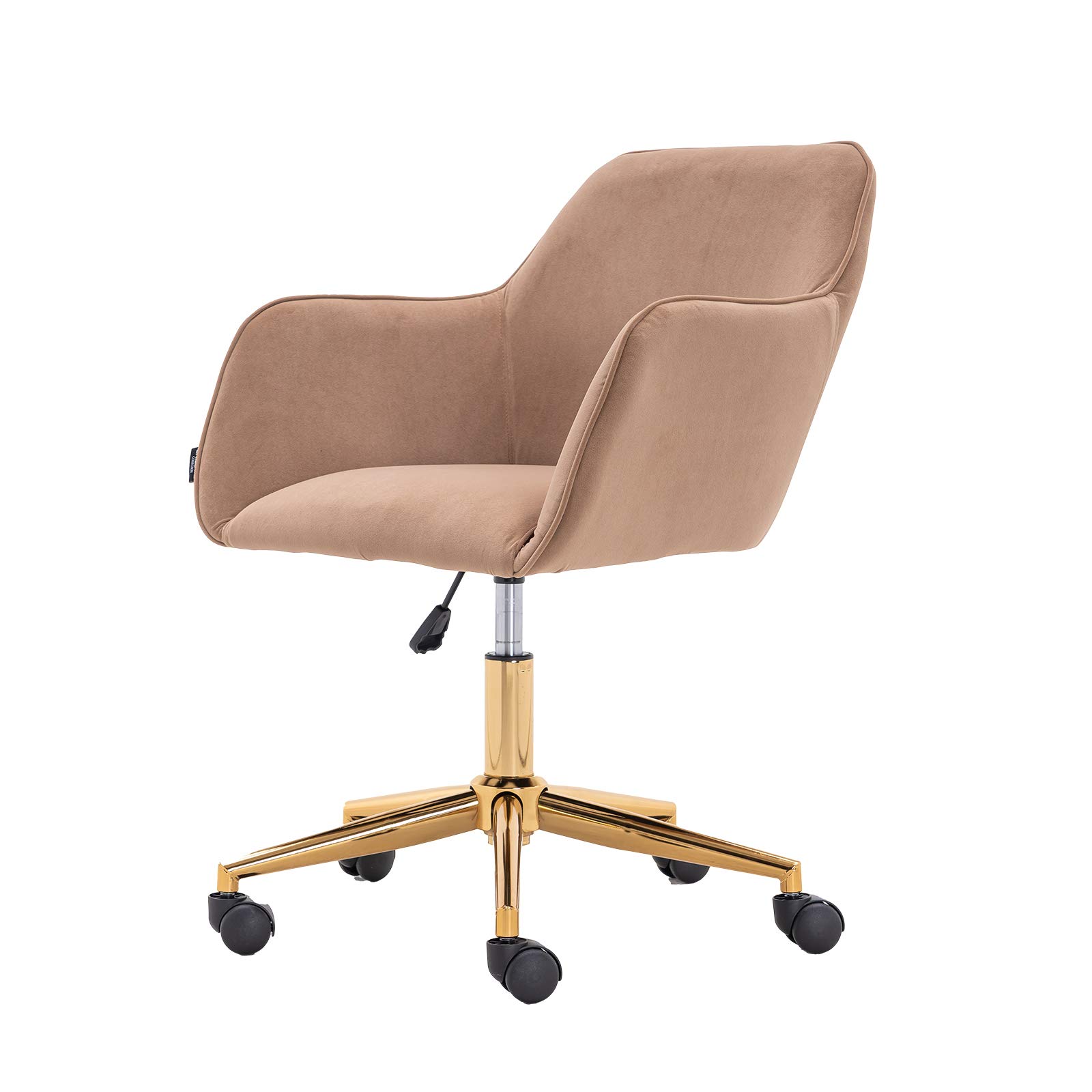 SSLine Velvet Office Desk Chair - 360° Swivel Adjustable Ergonomic Computer Chair with Wheels & Arms, Modern Task Chair for Home Office, Vanity Desk, or Gaming Setup (Brown)