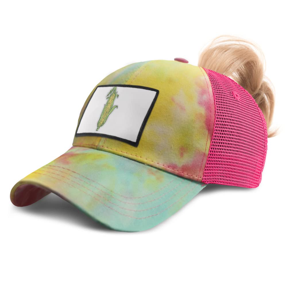 Speedy Pros Women's High Ponytail Baseball Cap with Corn Fruit & Vegetable Print - Cute Food Beverage Design for Farmers Market, Gardening, Cooking & Outdoor Activities