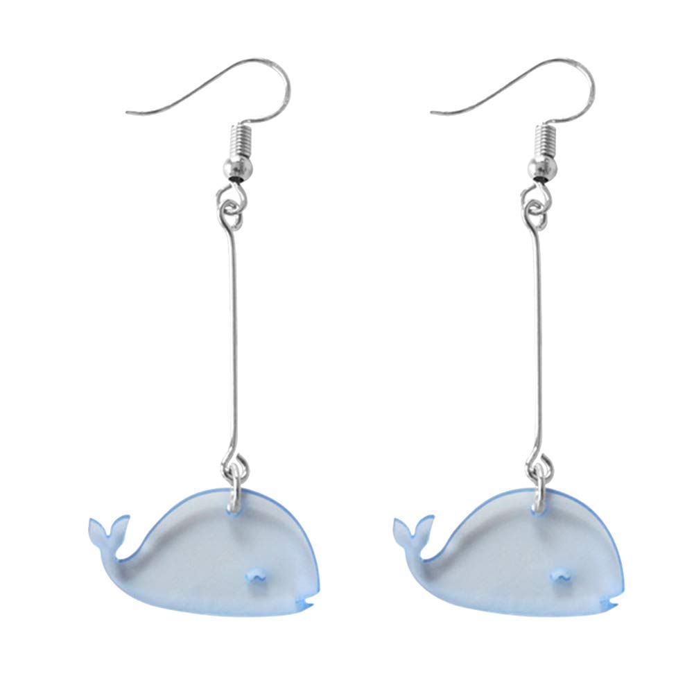 8-Piece Clear Whale Acrylic Dangle Clip-On Earrings for Women - Sturdy & Fashionable Non-Pierced Jewelry Set - Perfect for Parties, Weddings, and Everyday Wear