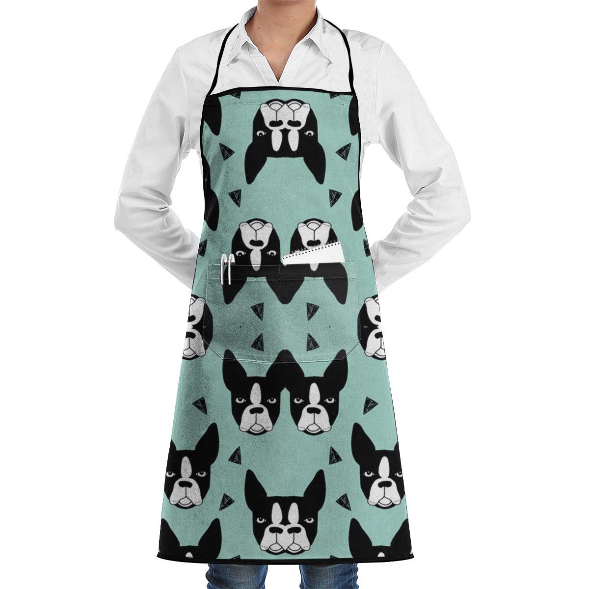 Cute Dog Kitchen Apron for Waiter or Server, 1 Pocket, Black, Ideal for Cooking, Crafts, and Restaurant Use - Perfect for Men and Women in Kitchen Fashion