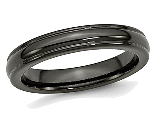 Gem and Harmony Black Titanium 4mm Domed Wedding Band Ring for Men & Women - Perfect for Engagement, Anniversary, and Everyday Wear