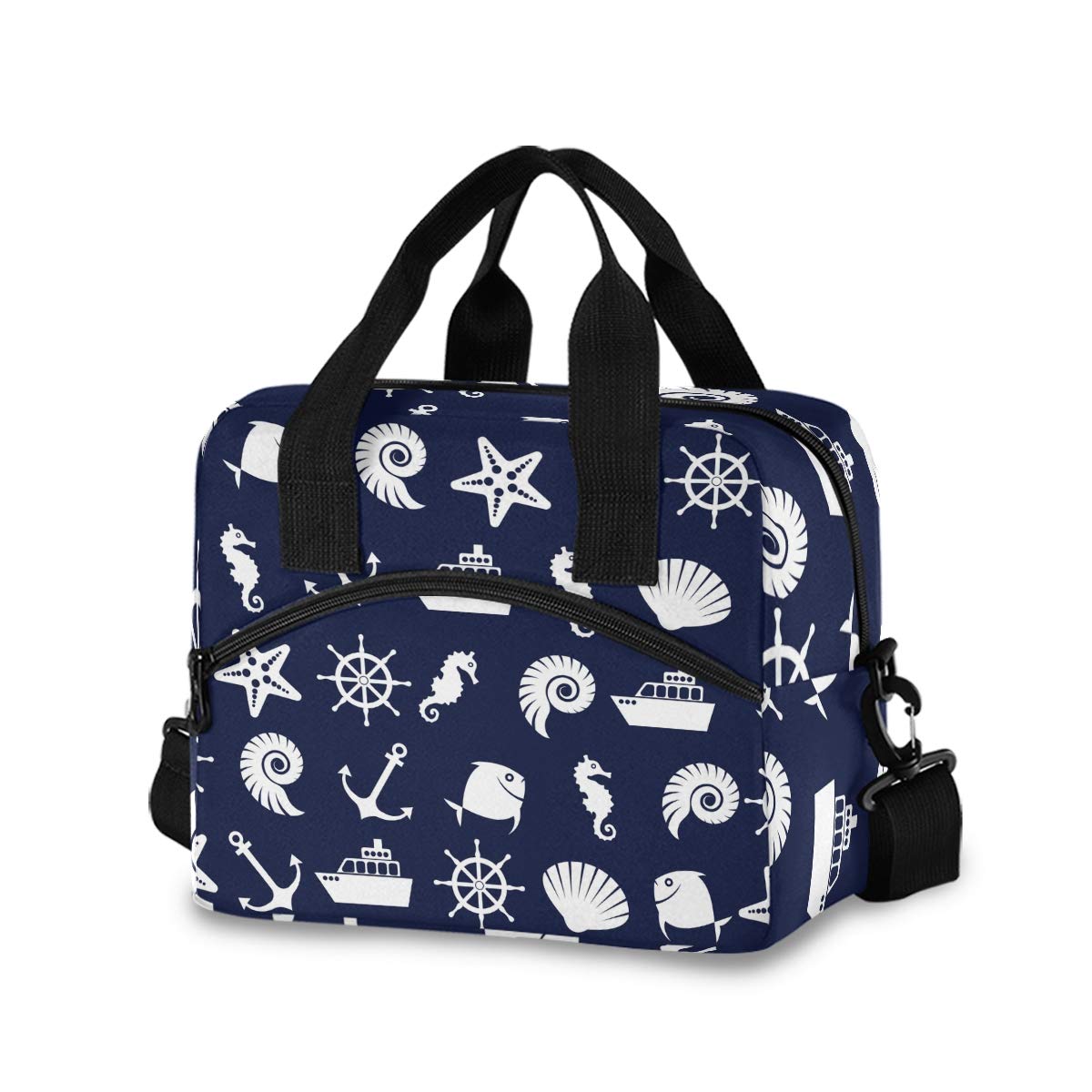 Insulated Lunch Bag with Detachable Shoulder Strap - Reusable Cooler Tote for Work, School & Picnic - Marine Starfish Anchor Design for Men & Women | Perfect for Office, Beach Outings & Daily Commute
