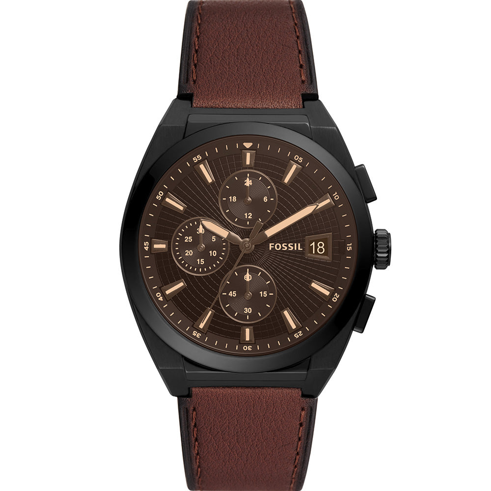 Fossil FS5798 Everett Chronograph Men's Watch - Stylish Analog Quartz Watch with Leather Strap for Casual & Business Wear