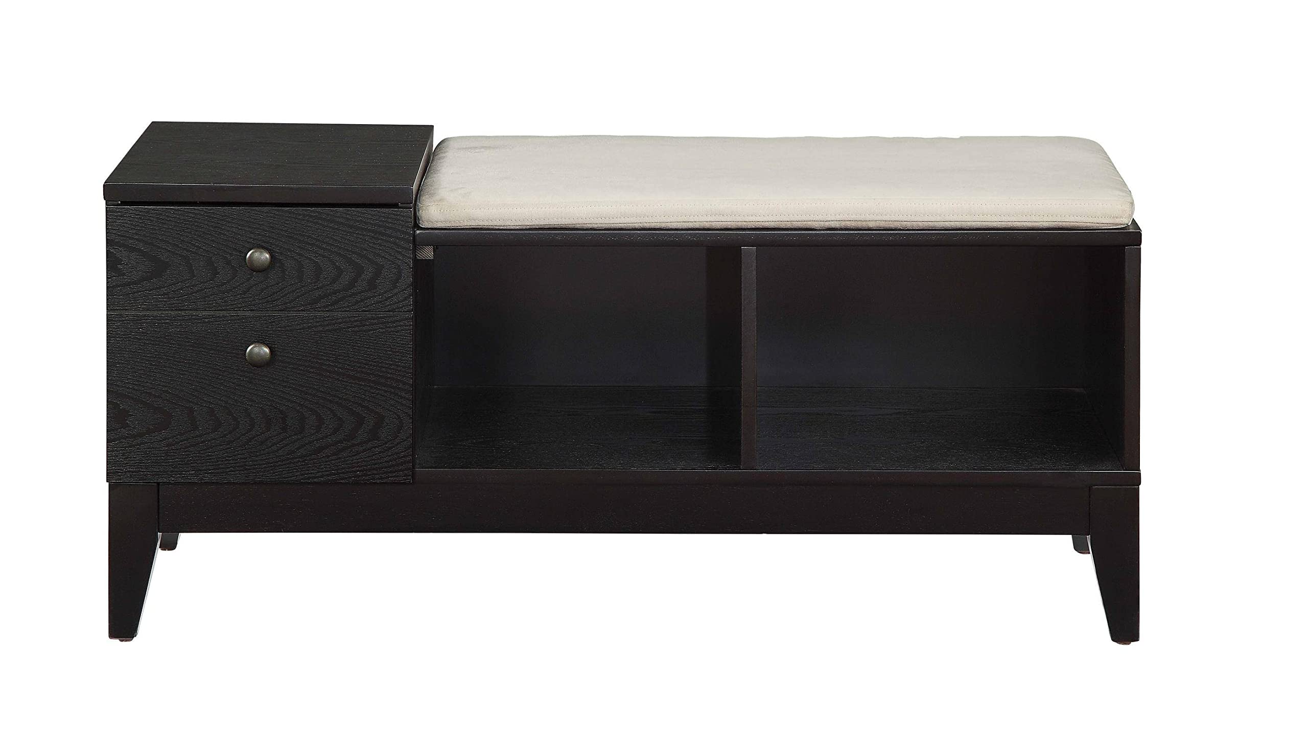 SAXTZDS Fabric Storage Bench with Shoe Rack - Black Entryway Organizer for Shoes, Hats & Accessories | Perfect for Mudroom, Bedroom or Hallway Organization