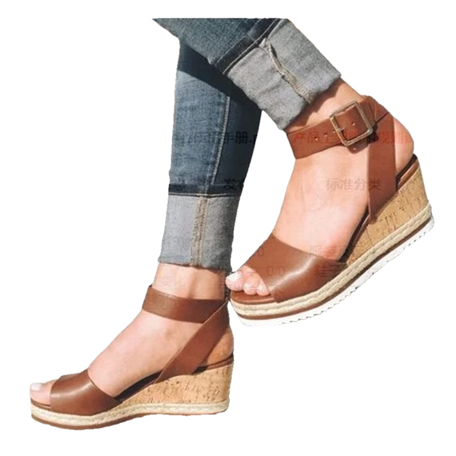 Women's Wedge Sandals with Ankle Strap - Low Heel Casual & Dressy Summer Sandals, Open Toe Strappy Platform Shoes for Beach, Vacation, and Outdoor Activities