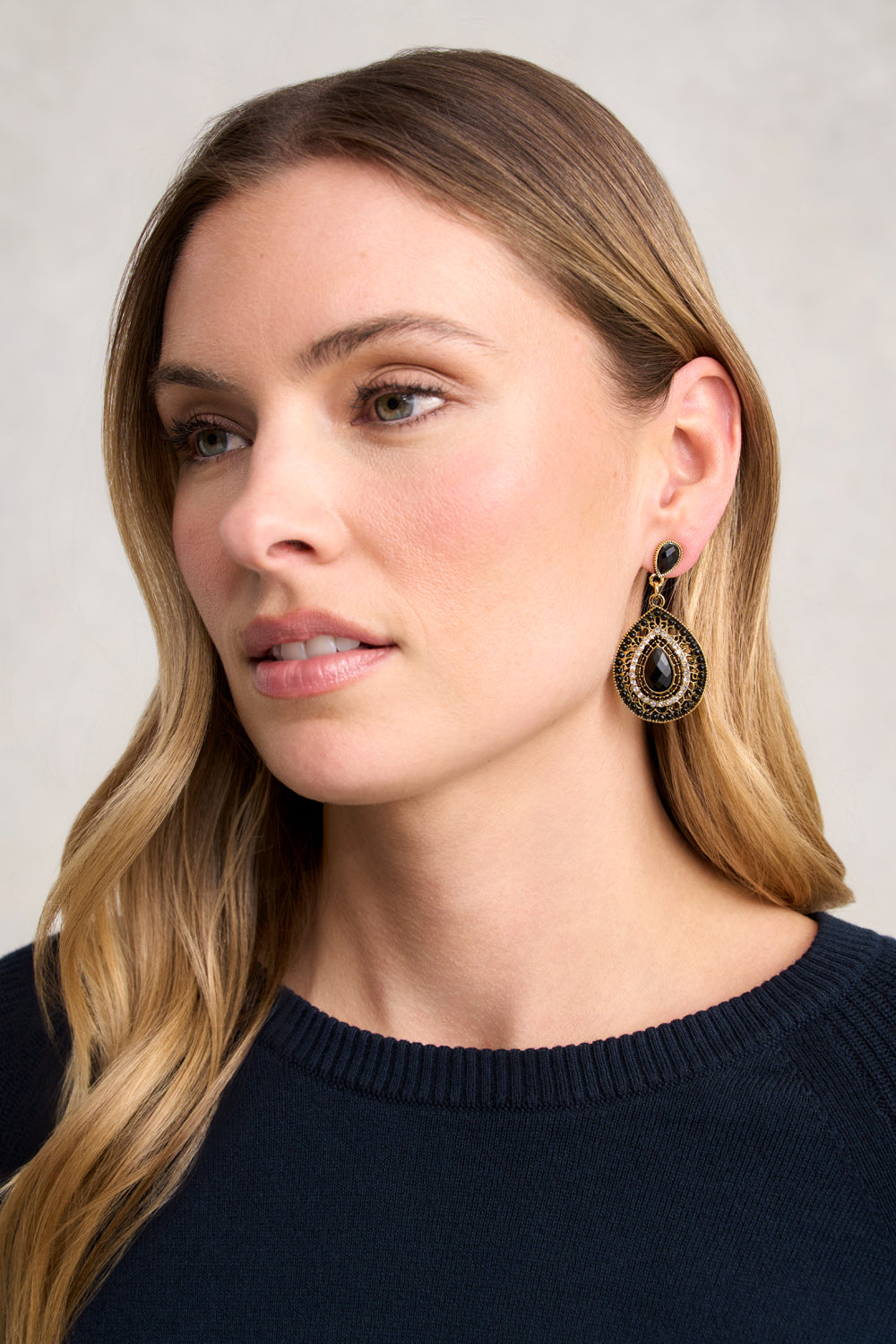 Elegant Black Halo Earrings for Women - Sterling Silver Dangle Earrings with Cubic Zirconia | Perfect for Parties, Weddings & Evening Events