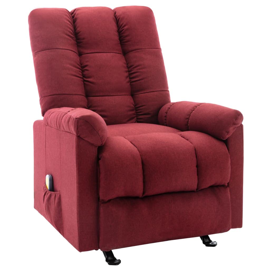 Sywamol Recliner Chair with Massage - Wine Red Fabric Living Room Reclining Chair for Relaxation | Perfect for Home Theater, Reading Nook & Lounge Areas