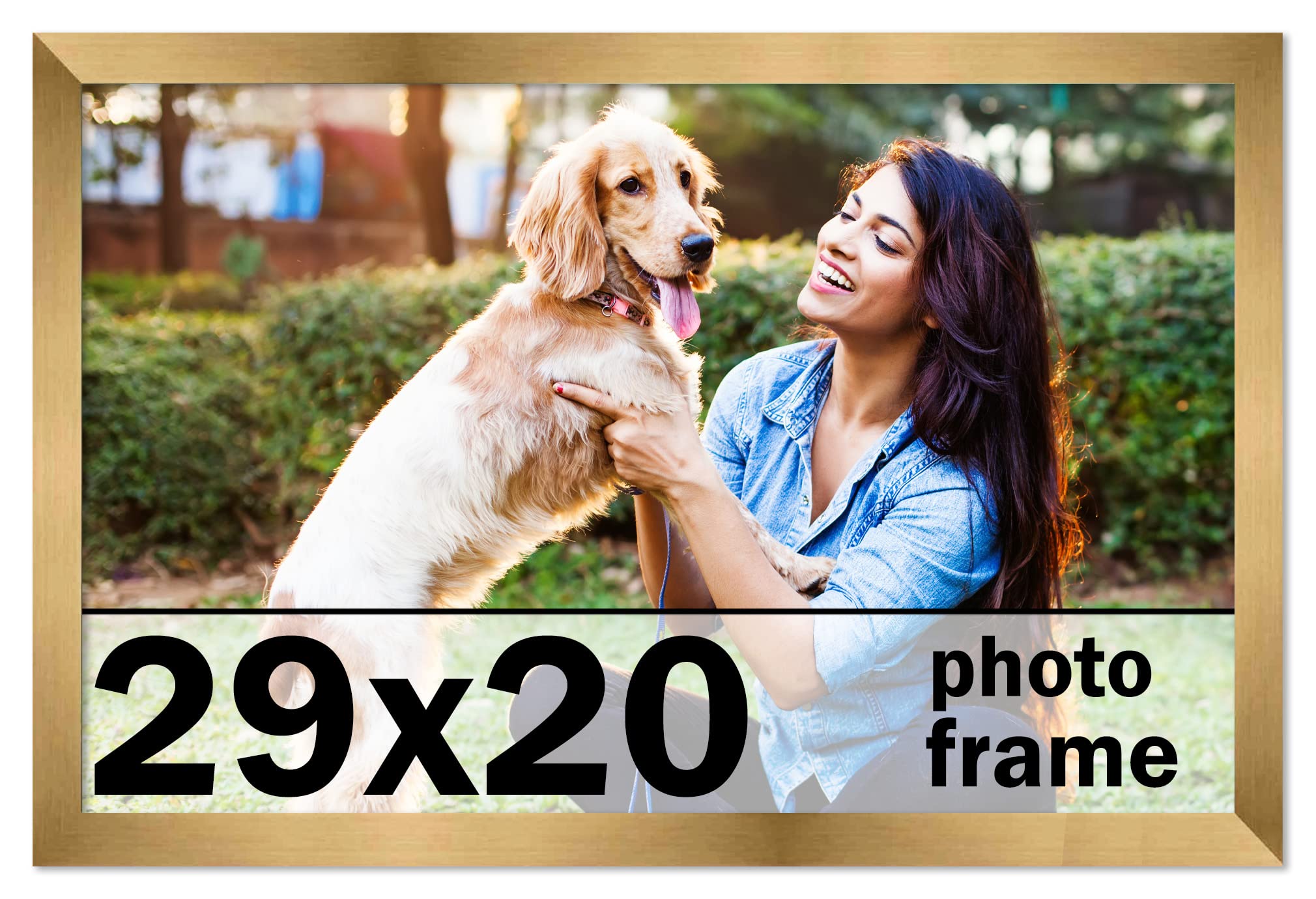 29x20 Inch Metallic Bronze Picture Frame - Modern Wood Photo Frame with UV Acrylic Shatter Guard & Acid-Free Backing - Perfect for Family Photos, Wall Decor, Living Room, Bedroom, Office Display (No Mat Included)