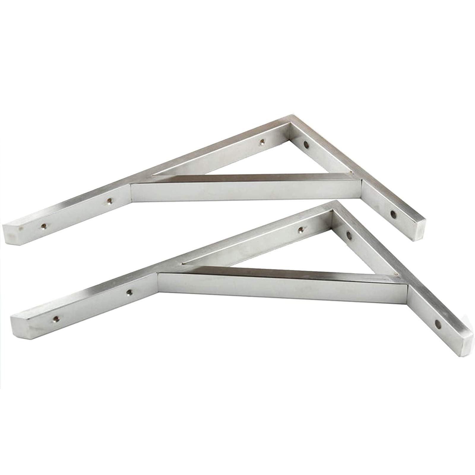 2 Pcs Heavy Duty Stainless Steel Shelf Brackets - Right Angle Corner Brace for Wall Mounted Floating Shelves - Perfect for Home, Office, and Garage Storage Organization
