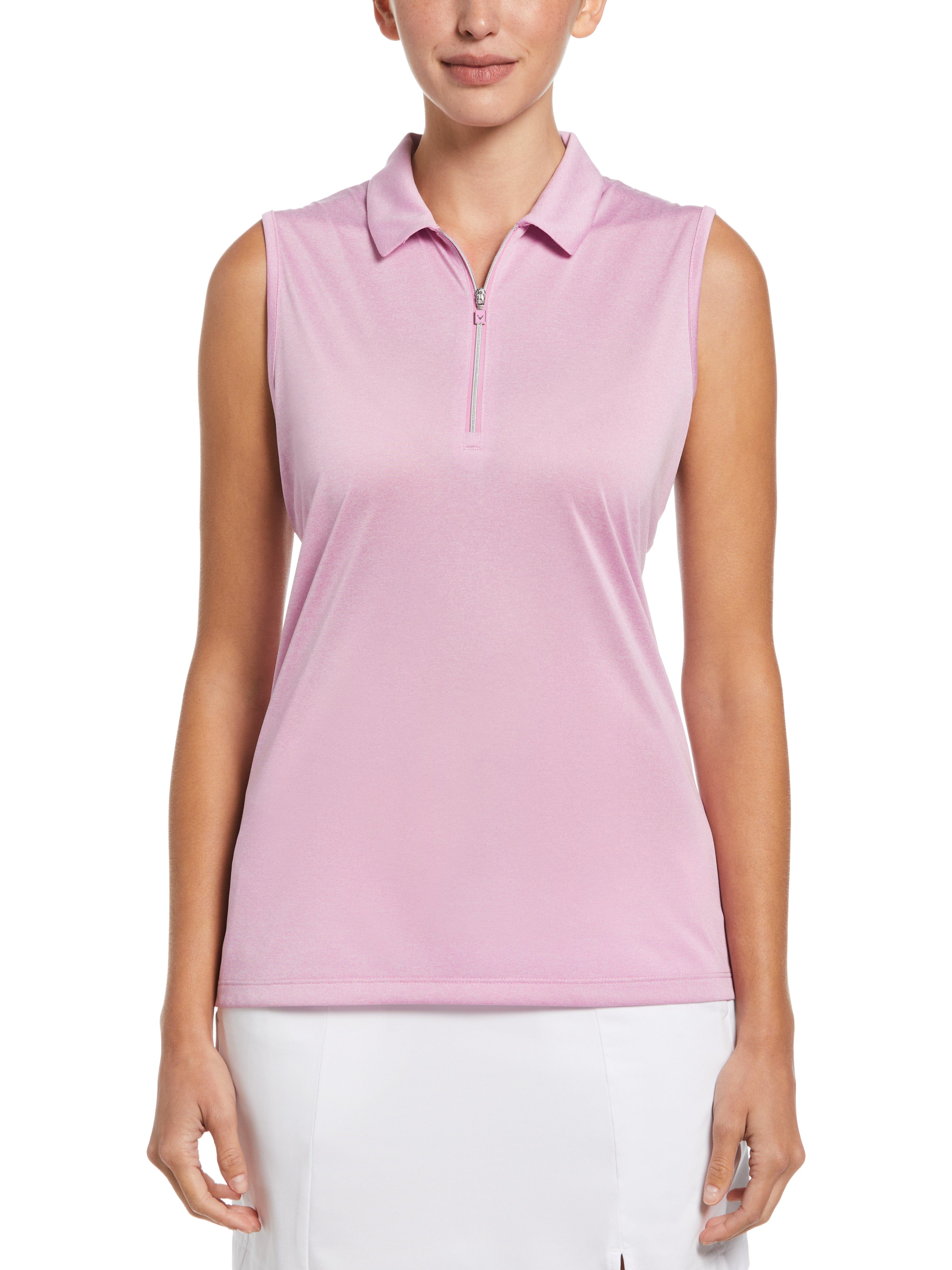 Women's 1/4 Zip Sleeveless Heather Polo Shirt - Athletic Golf Tennis Workout Top for Active Lifestyle & Casual Wear