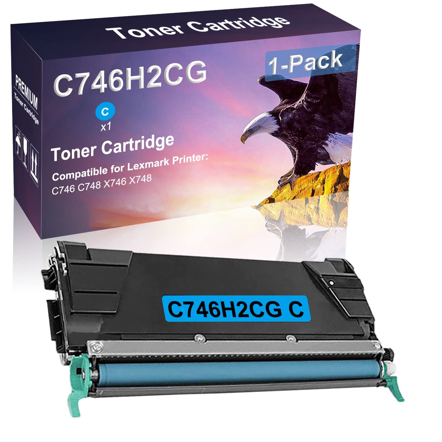 1 Pack High Capacity Cyan Laser Toner Cartridge Replacement for HP C746A/C748A/X746A/X748A Printers - Compatible with HP LaserJet Pro M402/M403 Series (Home & Office Printing)