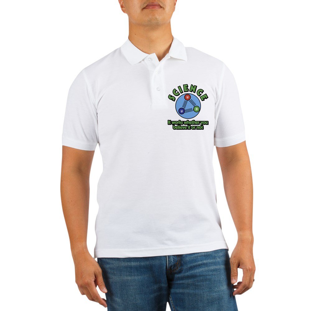 Science It Works Whether You Believe It Golf Polo Shirt - Funny Science Teacher Gifts for Men & Women - Perfect for Golf Outings, Classroom & STEM Events