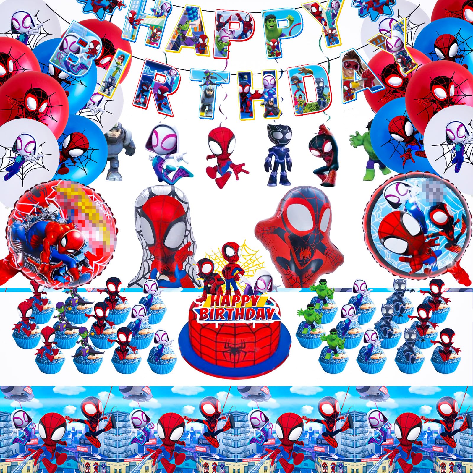 Birthday Party Decorations & Supplies Set - Banners, Cake Toppers, Cupcake Decorations, Balloons, Tablecloths & Hanging Swirls for Kids & Adults | Perfect for Birthday Parties, Baby Showers & Special Events