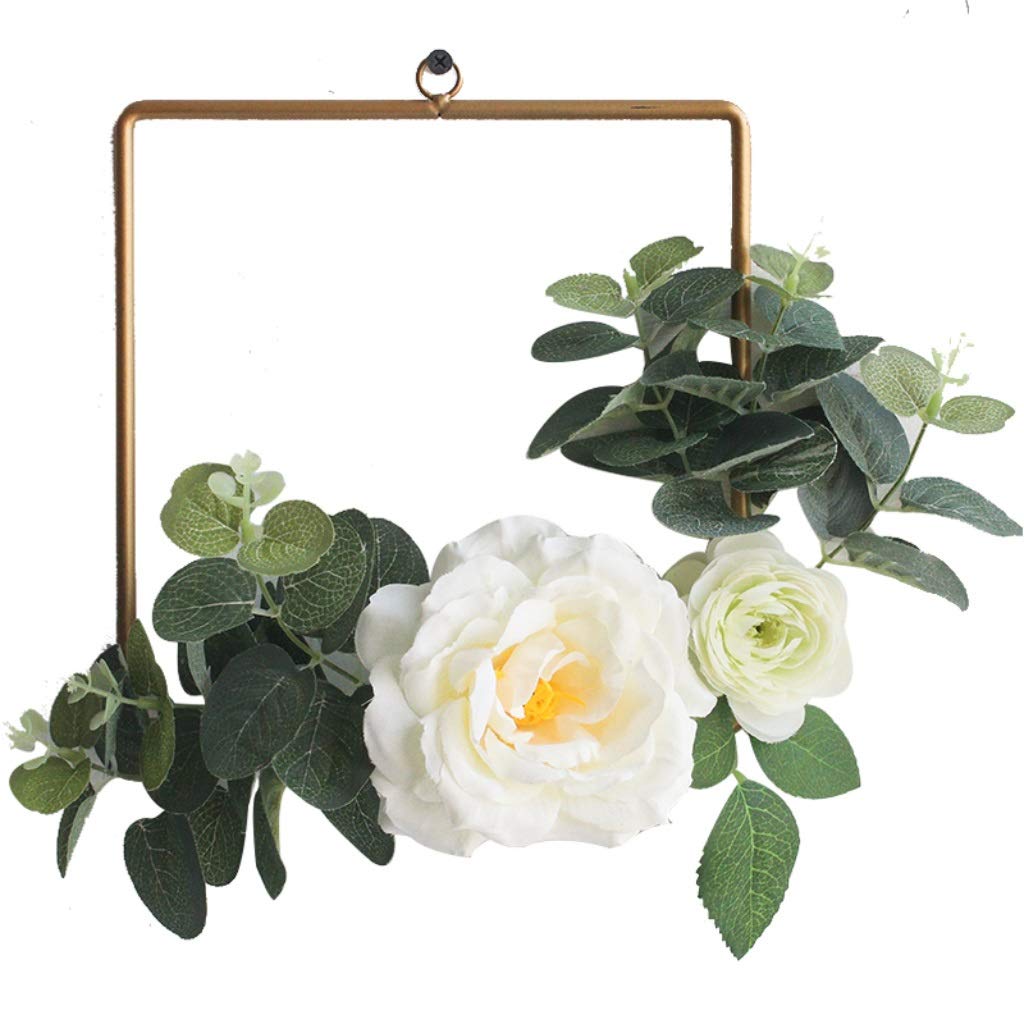 Golden Flower Wreath Wall Decor - Elegant Simulation Floral Hanging for Bedroom, Living Room & Dining Room | Perfect for Holiday Decorations, Wedding Centerpieces, and Seasonal Home Accents