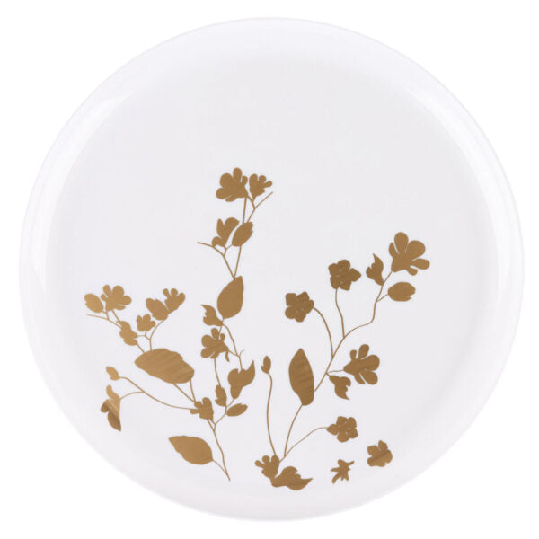20-Piece White and Gold Round Plastic Dinnerware Set for 10 Guests - Elegant Disposable Plates, Bowls, Cups & Cutlery - Perfect for Garden Parties, Outdoor Weddings, Picnics and BBQs