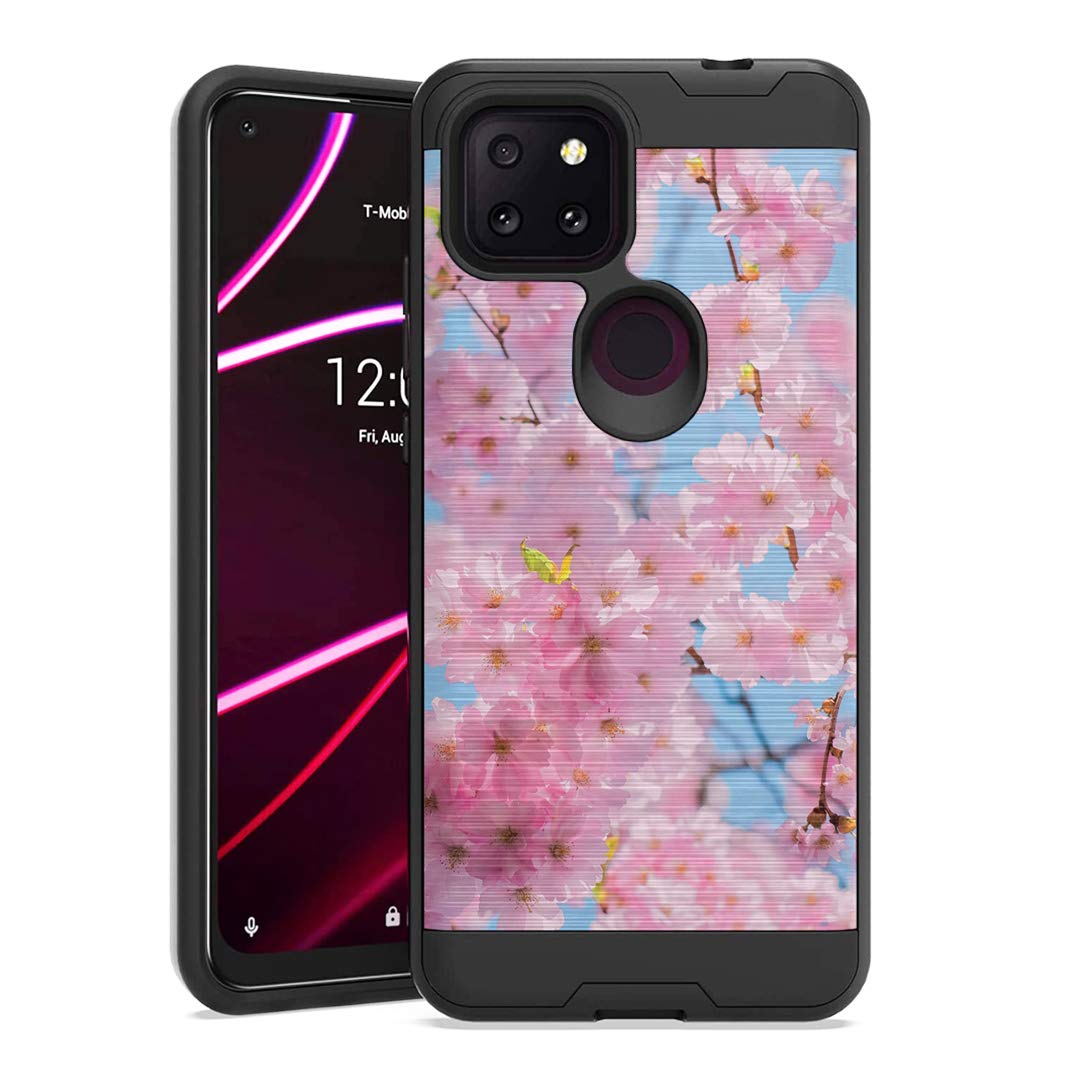 Ohiya Shockproof Case for T-Mobile Revvl 5G - Black & Pink for Daily Protection
