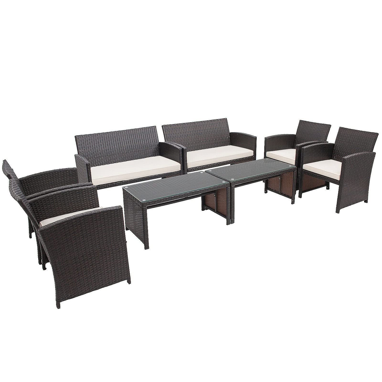 ALIDAM 8-Piece Patio Furniture Set - White Rattan Outdoor Sofa with Soft Cushions, Garden Furniture for Backyard, Poolside & Terrace Relaxation