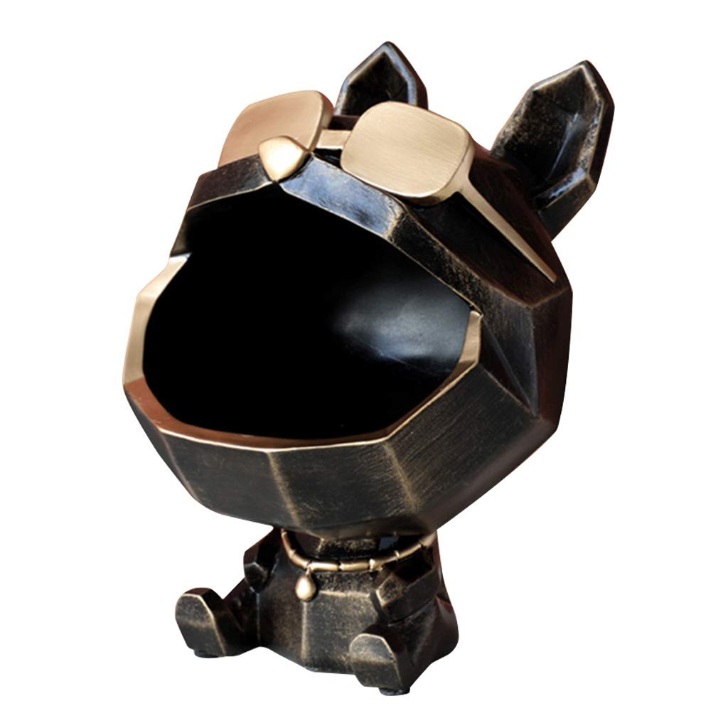 YXCKG Handmade Resin Key Dish & Jewelry Organizer Tray - Dog Themed Entryway Bowl, Vanity Tray & Table Centerpiece (Black) - Perfect for Key Storage, Jewelry Display & Home Decor